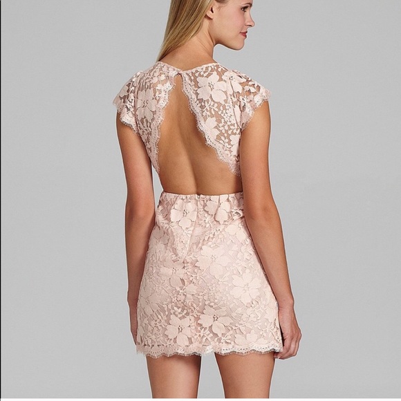 BCBGeneration Dresses & Skirts - BCBGeneration Blush Open Back Floral Lace Dress
